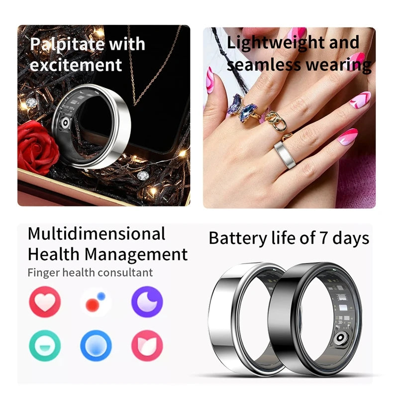 New Smart Ring R09 Health Monitor Multi Sport Mode Skin Temperature Measurement 5ATM Waterproof Smart Ring With Charging Case