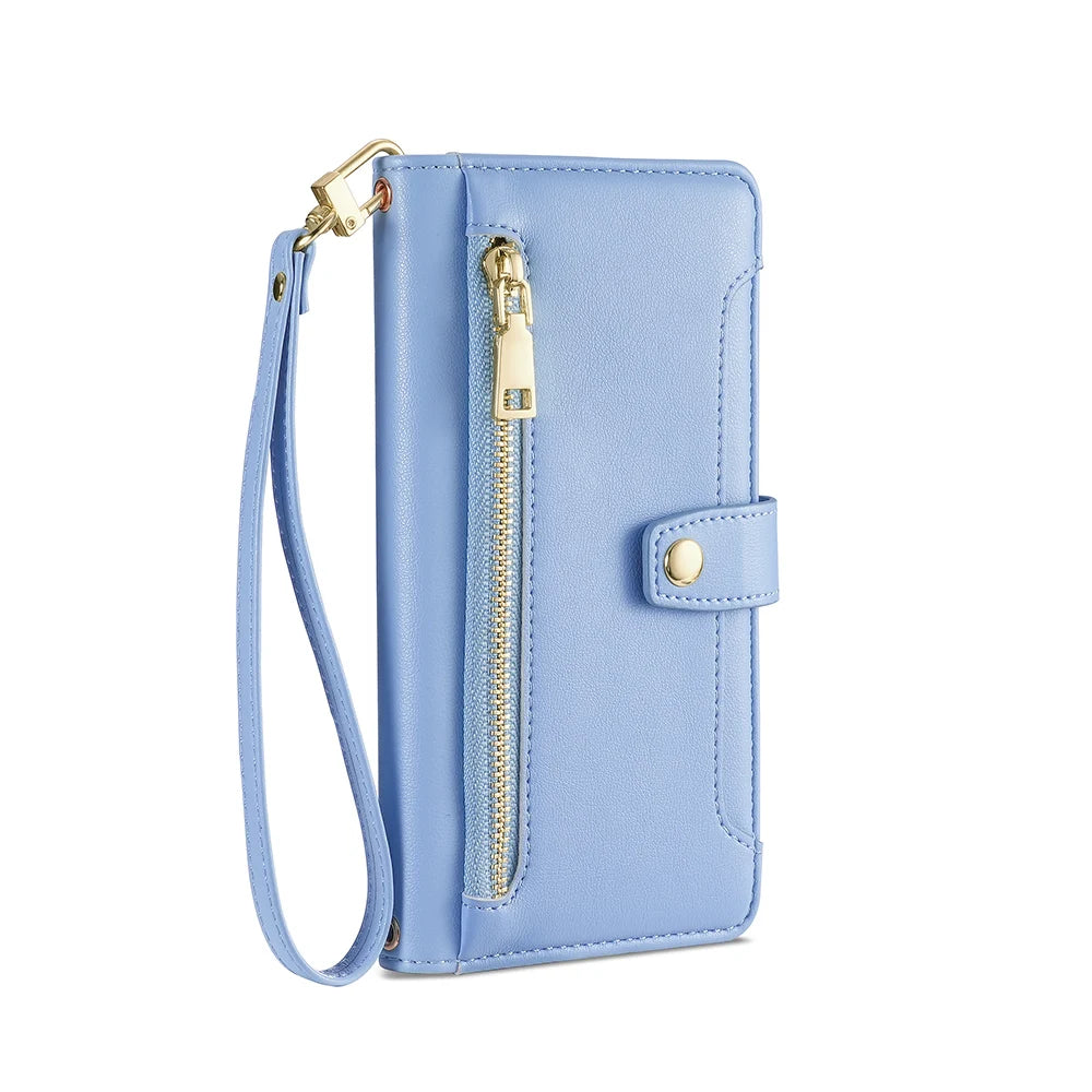 Ladies Card Slots Wallet Crossbody Phone Case for iphone 15 14 13 12 11 Pro Max XS XR 7 6 6 6s Plus SE SE3 Flip Cover with strap