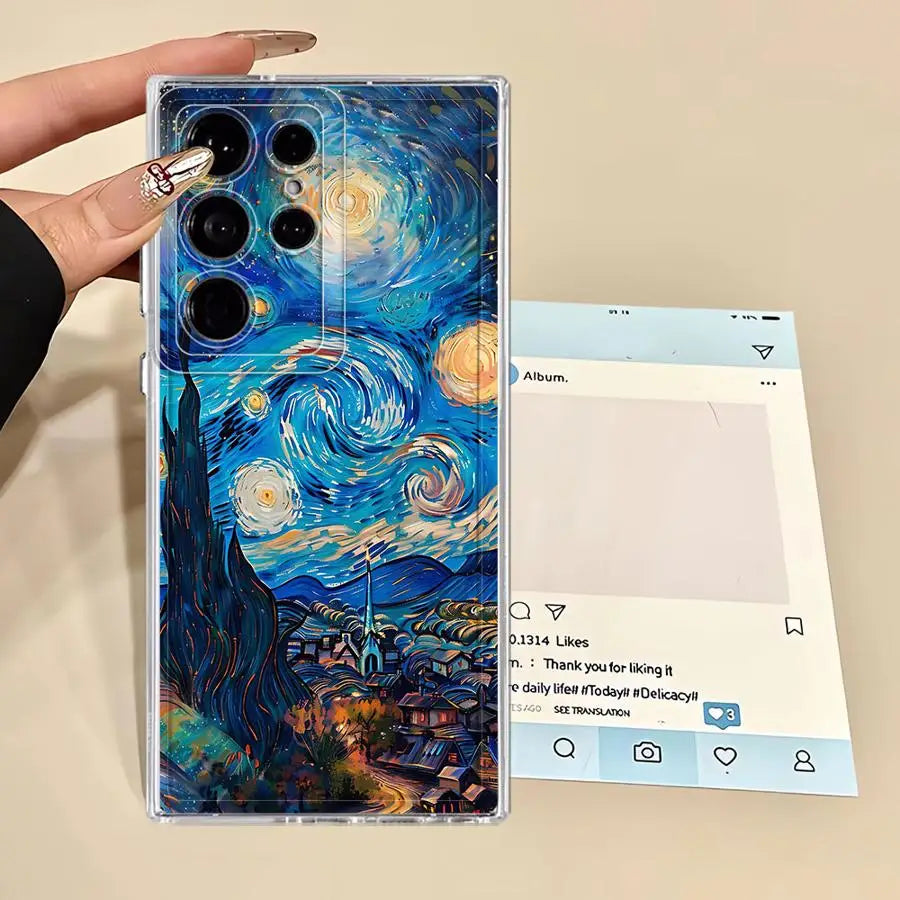 Van Gogh Sunflowers Clear Cover Phone Case for Samsung Galaxy Note 20 Ultra 10 S22 FE S25 Edge S23 Ultra S20 Plus S21 S24