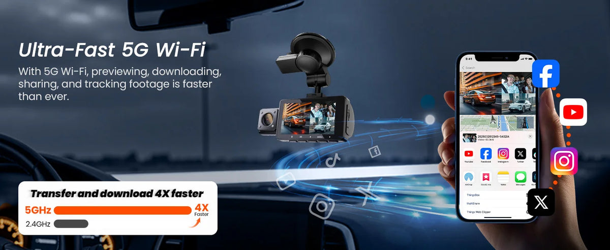 Kocam 3 Camera WIFI GPS 4K Dash Cam Car Dvr Interior Vehicle Three Way Channel Dvrs Recorder Video Registrator Dashcam Camcorder