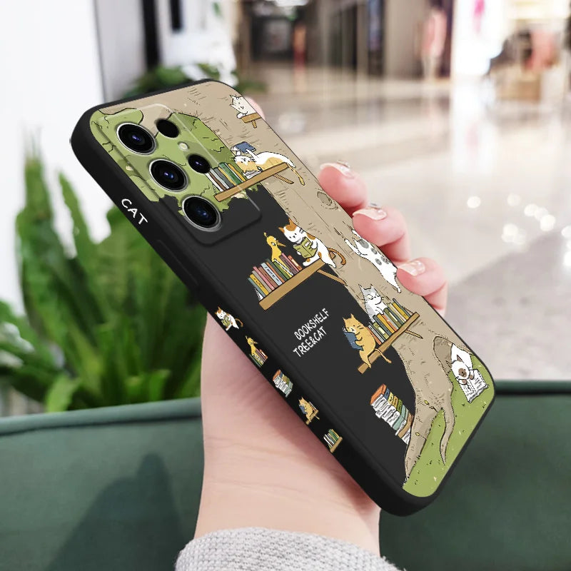 Big Tree Kitten Phone Case For Samsung Galaxy S25FE S24 S23 S22 S21 S20 S10 S10E Ultra Plus FE Note 20 Ultra 10 Plus Cover