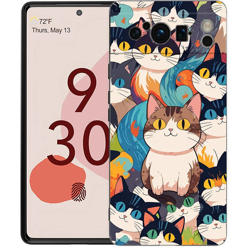 For Google Pixel 10 Pro Phone Case Pixel 9 Pro XL TPU Case Pixel 8 Pro 9A 8A 7A 7 6A 6 Pro Soft Cover Cute Cartoon Cat