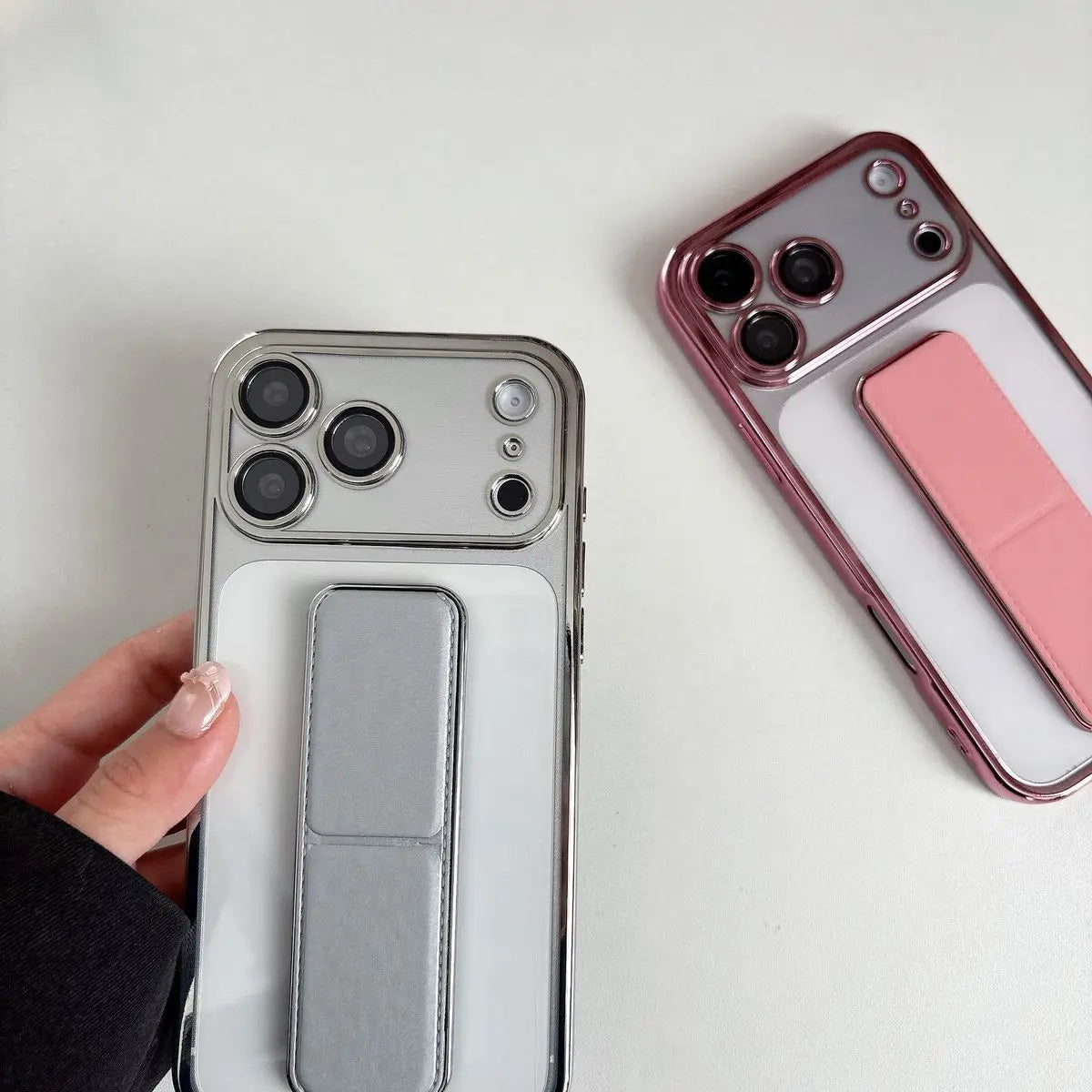 For iPhone 16 15 14 13 Pro Max Case Wrist Strap Magnetic Stand Kickstand Silicone Soft Protective Case for iPhone 17 Air Support