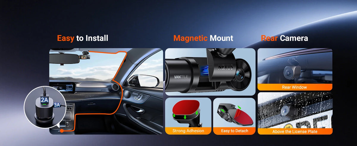 Vantrue N4S DashCam 3 Channel WiFi STARVIS 2 2.7K+1440P+1440 Waterproof Rear Camera HDR IR Night Vision GPS 24h Packing Mode