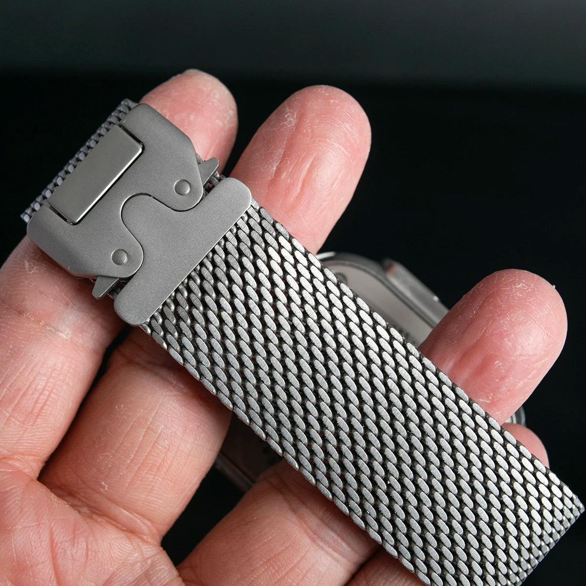 Titanium Band for Apple Watch Ultra 4/3/2 49mm iWatch Series 12 11 10 9 8 Natural Titanium Milanese Loop Strap Parachute Buckle