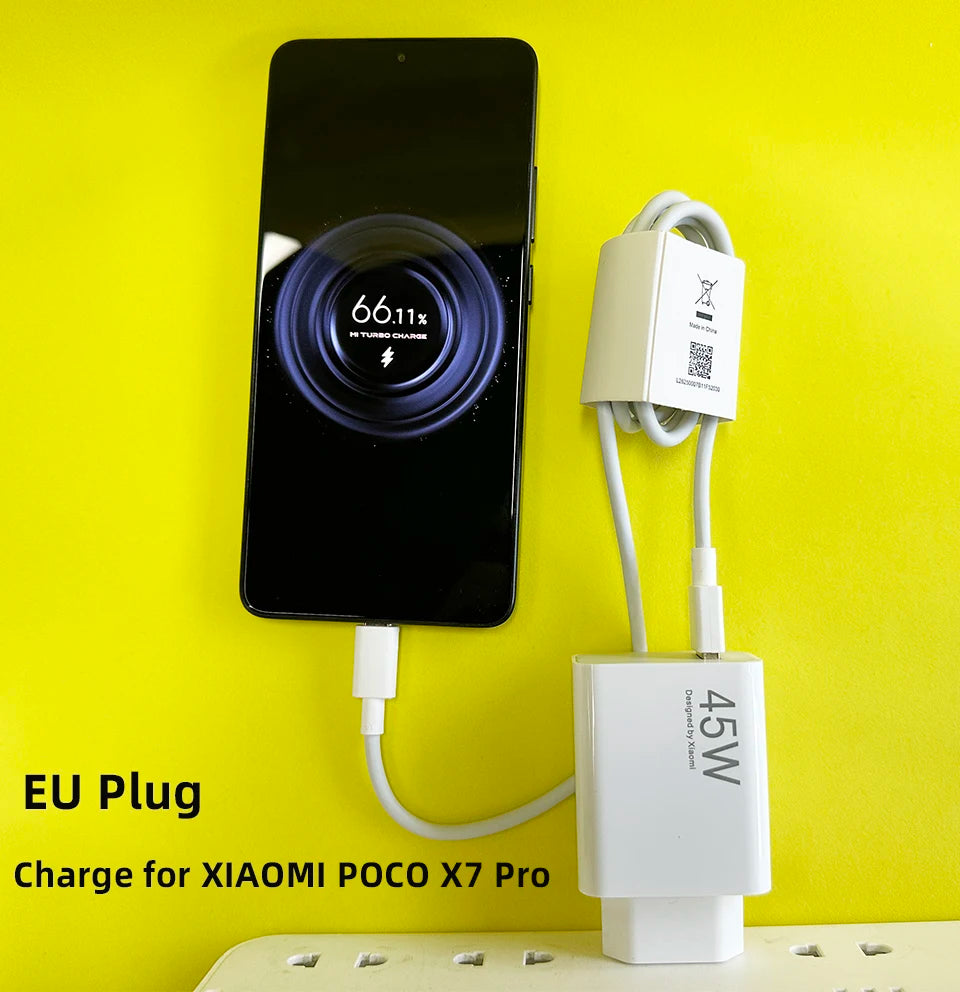 Oirginal XIAOMI 45W Charger Type C Turbo Charge Fast Charging Adapter Redmi Note 15 14 13 12 11 X Pro 10t Poco M7 X7 K40 Pad 6