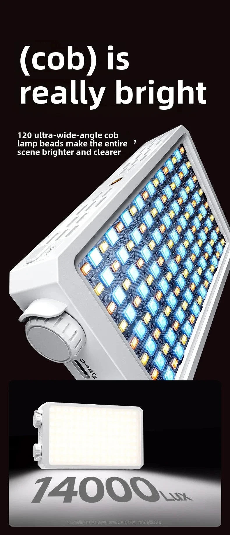40W Mini Portable LED Fill Video Light with Built-In Rechargeable Battery Fill Light for Mobile Phone Charging PD