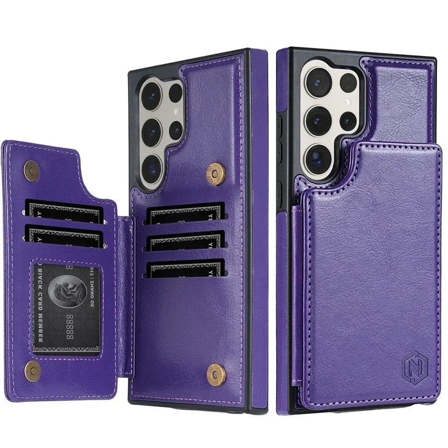 Wallet RFID Blocking Layer Protect Anti-Theft Magnetic Leather Case For Samsung Galaxy S25 Ultra S24 Plus S23 S22 S21 S20 FE