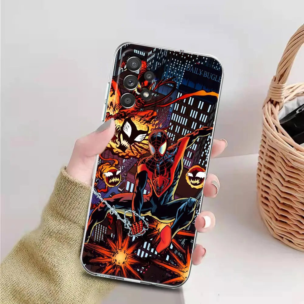 Spider Man Case For Samsung Galaxy A57 A37 A17 A07 A56 A36 A26 A16 A06 A55 A35 A25 A15 A54 A34 A73 Spiderman Clear Phone Cover