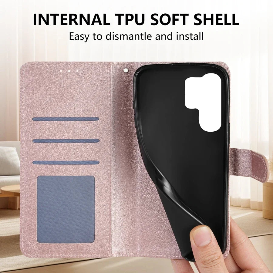 Wallet With Card Slot Magnetic Flip Leather Case For Samsung Galaxy S25 FE S24 Ultra S23 S22 S21 S20 FE S10 Plus S9 Card Bag
