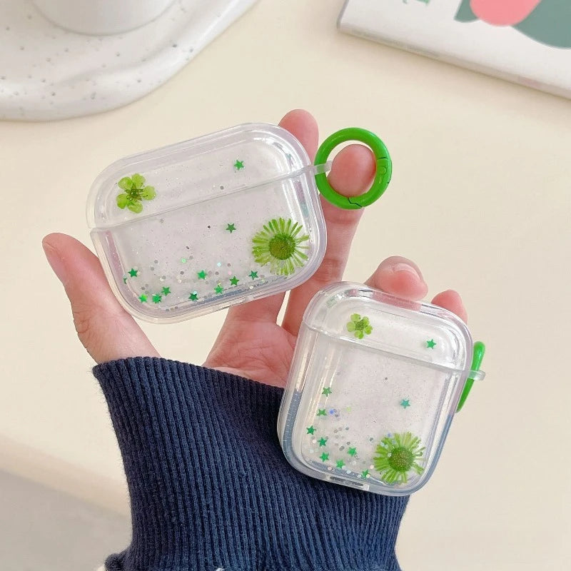Drip Gel Dried Flower Sparkling Powder Snow Bead Daisy Earphone Case Earphone Protective Cover