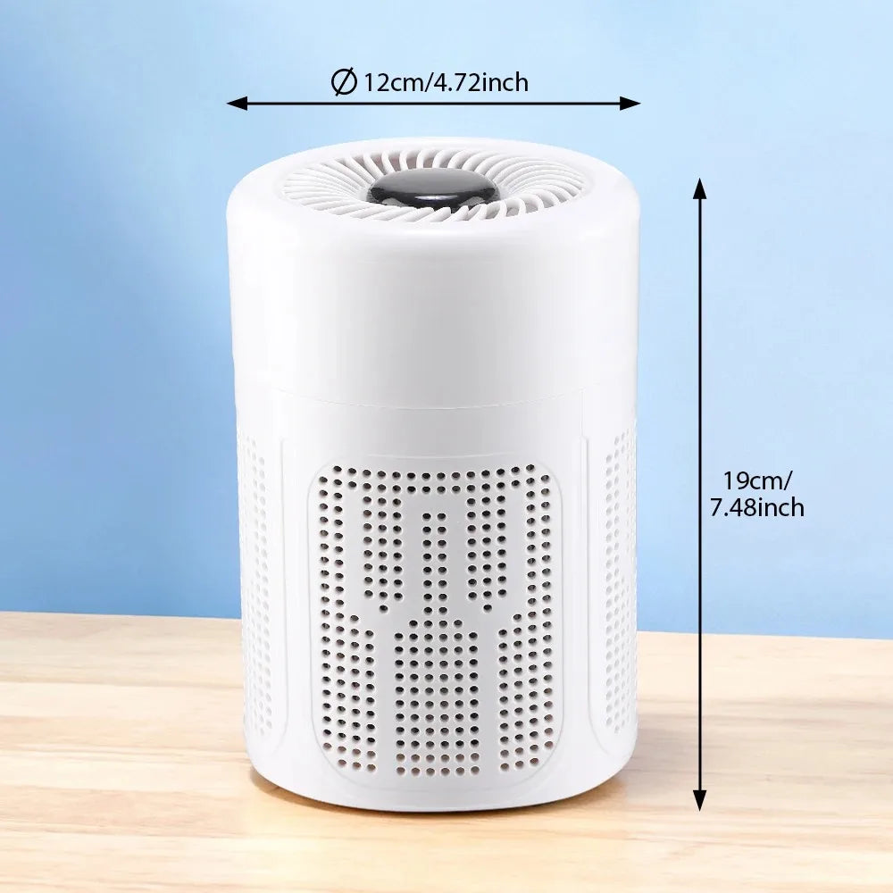Mini Desktop Air Purifier Portable Air Cleaner HEPA Filter Freshener Odor Remover Compact Air Quality Improvement Devic