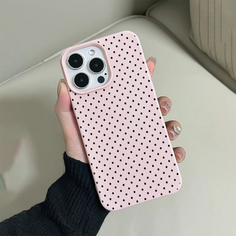 Black Dot Pattern Pink Phone Case for Samsung S26 S25 S24 S23 S22 S21 S20 Note20 Ultra Plus A73 A55 5G Silicone Cover