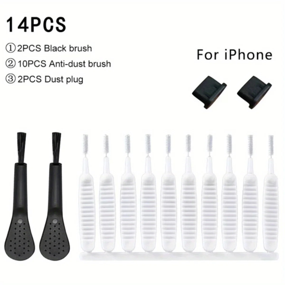 14pcs Mobile Phone Charging Port Dust Plug Removal Cleaner Kit For IPhone  Samsung Universal Phone Dustproof Cleaning Brush