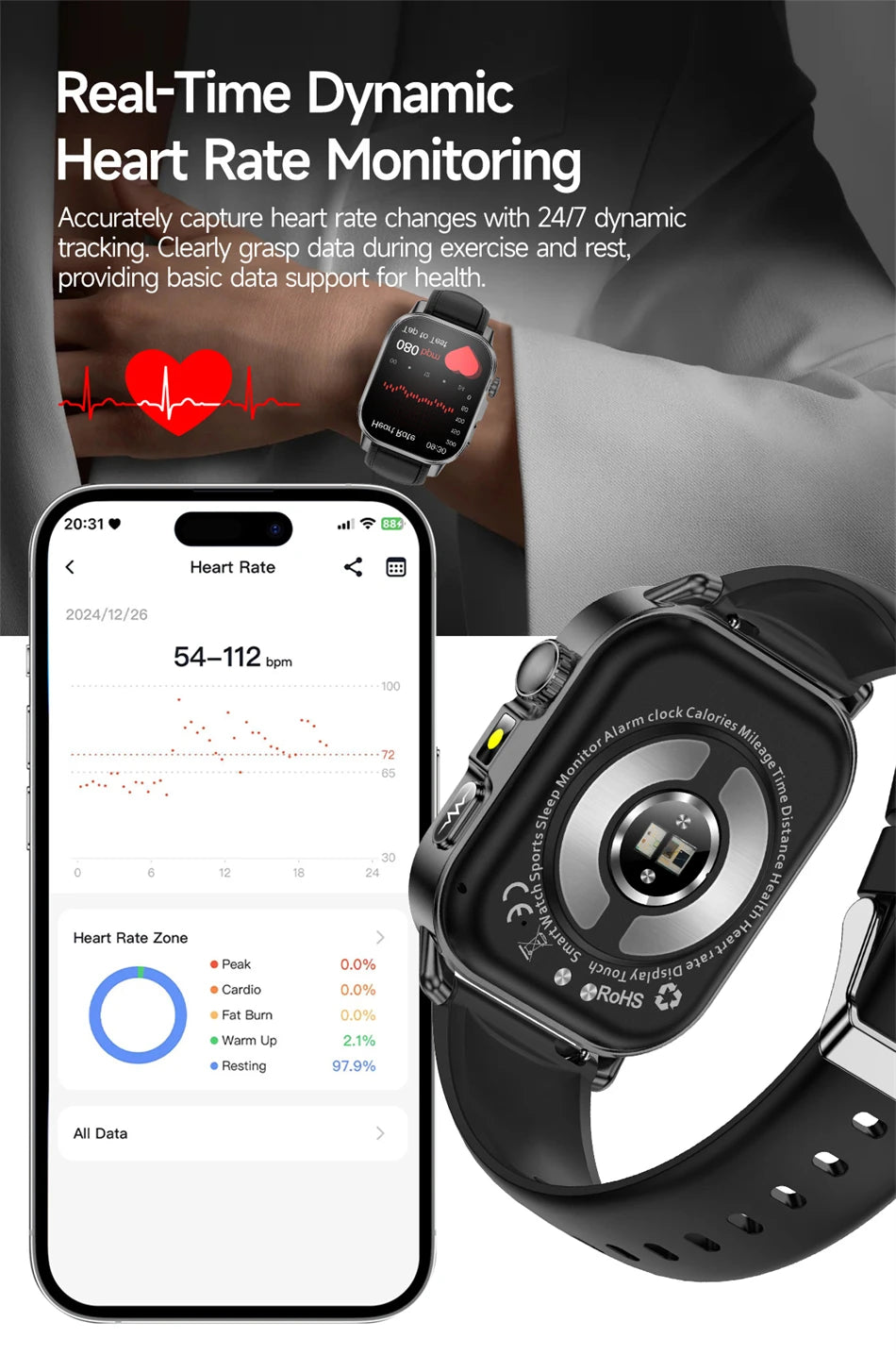 2026 New Model Uric Acid & Lipid Health Analysis Smart Watch Men ECG+PPG Bluetooth Call 2.01-inch Flashlight Smartwatch Women