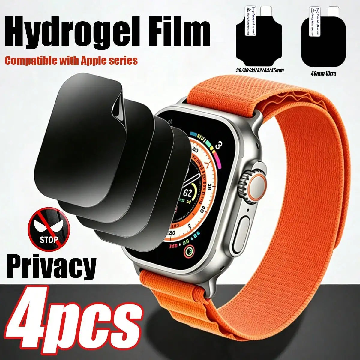 5Pcs Privacy Hydrogel Screen Protector For Apple Watch 49mm 46mm 45mm 44mm 42mm 40mm 38mm