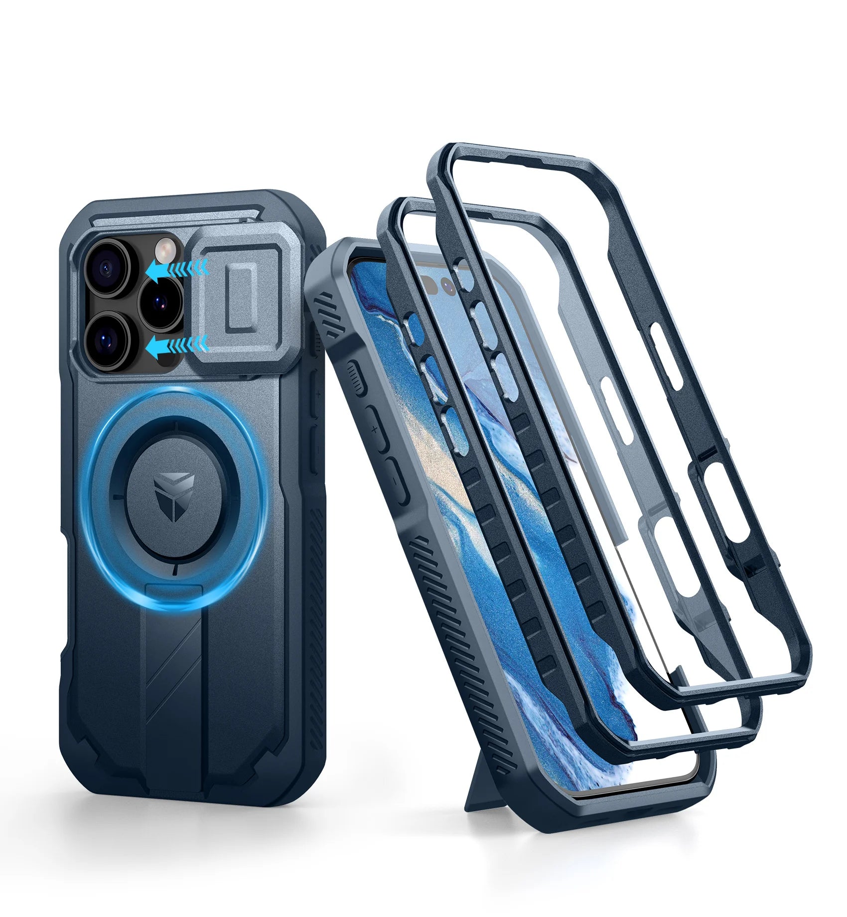 Dexnor For iPhone 16 Pro Case with MagSafe Rugged Shockproof with Built-in Sliding Camera Cover Built-in Screen Protector holder