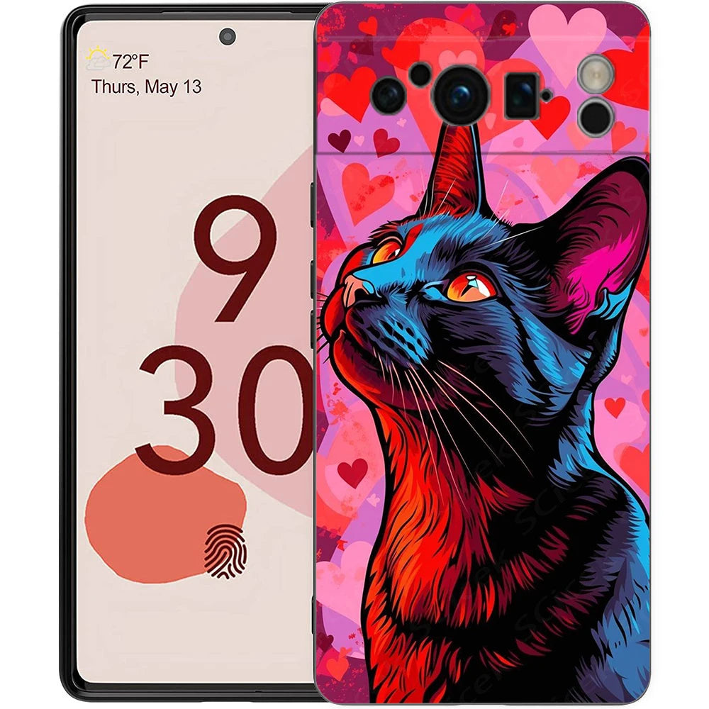 For Google Pixel 10 Pro Phone Case Pixel 9 Pro XL TPU Case Pixel 8 Pro 9A 8A 7A 7 6A 6 Pro Soft Cover Cute Cartoon Cat