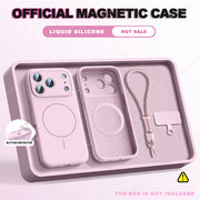 Magnetic Wrist Strap Liquid Silicone Phone Case For iPhone 11 12 13 16 17 Pro Max Air 15 14 16 Plus 16E Magsafe Lanyard Cover
