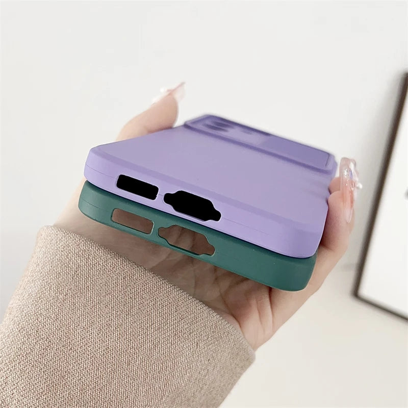 Slide Camera Lens Protection Case For Samsung S21 S22 S23 S24 FE S25 Ultra Plus A56 A55 A06 A52S A34 A16 A73 A21S A36 Soft Cover