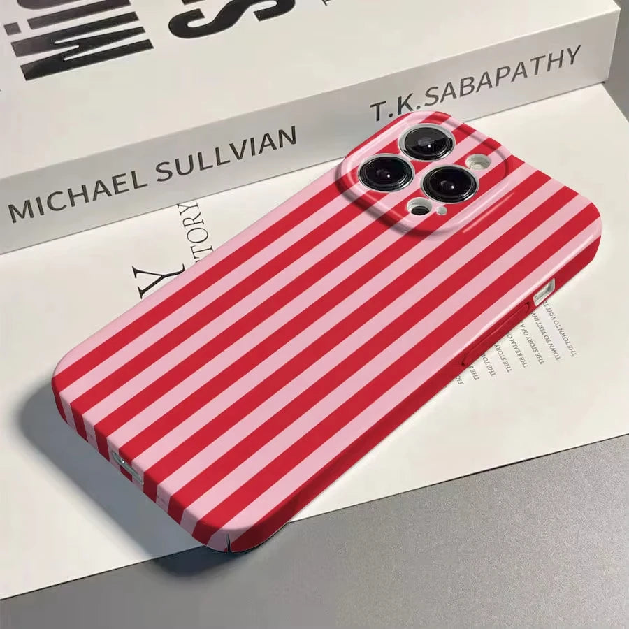 INS Fashion Pink Striped Phone Case for Samsung Galaxy S21 S22 S23 S24 S25 S26 Ultra Plus Note A73 A55 A35 A33 A25 A15 Cover