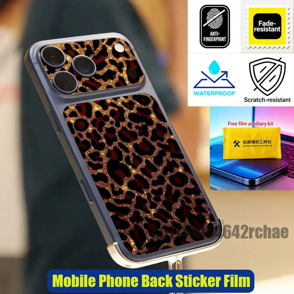 For Leopard print wallpaper Phone Back Film Sticker iPhone 17 Pro Max P PM Decal Skin Wrap Custom Stickers Cover