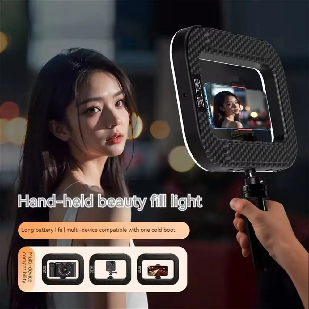 Roreta New Handheld Ring LED Rechargeable Fill Light Portable Mobile Phone Live Broadcast Selfie Photography with Phone Clip