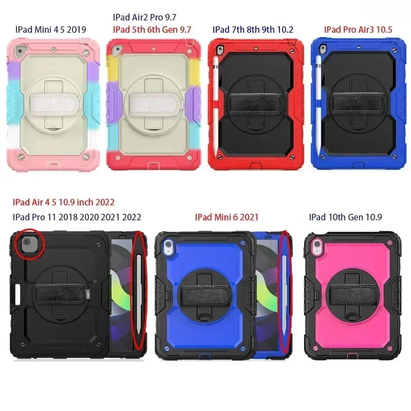 Case For iPad A16 10th 11th Generation 7/8/9th 10.2 Pro 11 12.9 Air 11 13  Air5 4  Mini 7 6 5 4 Shockproof Stand Kids Safe Cover