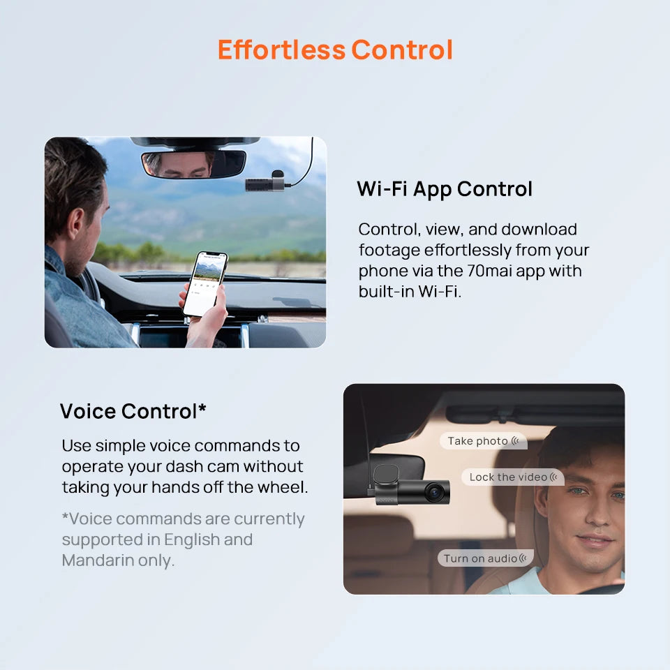 70mai M310 Plus 2K 1440P Dash Cam 143°FOV f/1.55 Large Aperture Smart Voice Control 24H Parking Guard Night Vision Car Camera