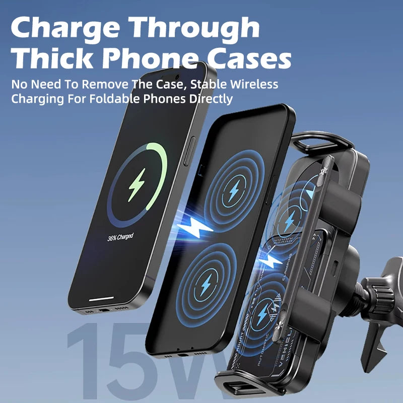 Car Wireless Phone Holder Fast Charging Air Vent Mount Screen Phone Stand for Samsung Galaxy Z Fold 6 5 Flip 4 3 Tablet Holder