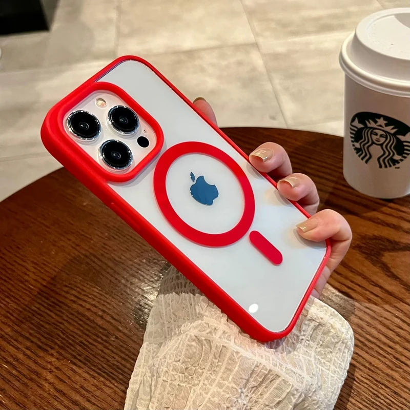 Luxury Transparent Magnetic Case For iPhone 16 15 14 13 12 11 Pro Max Plus For Magsafe Wireless Charge Shockproof Bumper Cover