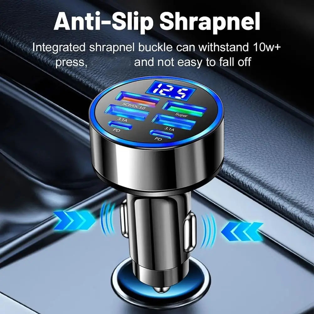 Fast Charging Car Phone Charger Adapter 4 Ports USB Car Charger Type C PD Quick Charge 3.0 Car Charger