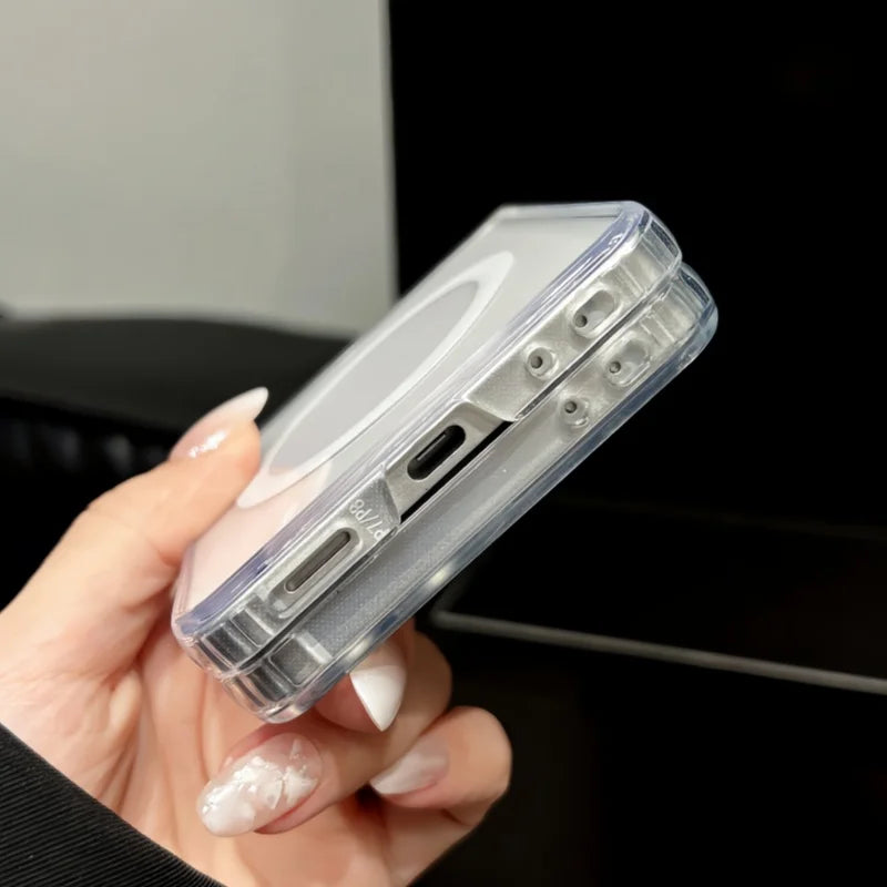 For Magsafe Magnetic Transparent Acrylic Flip Phone Case For Samsung Galaxy Z Flip 8 Z Flip 7 5 6 4 3 Shockproof Packaging Cover