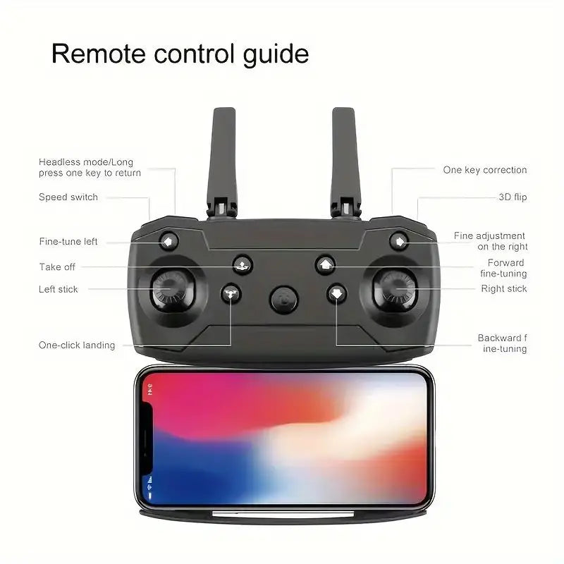 New E88 RC Drone 4K Professinal With 1080P Wide Angle Dual HD Camera,Foldable RC Helicopter WIFI FPV Height Hold Gifts Toys