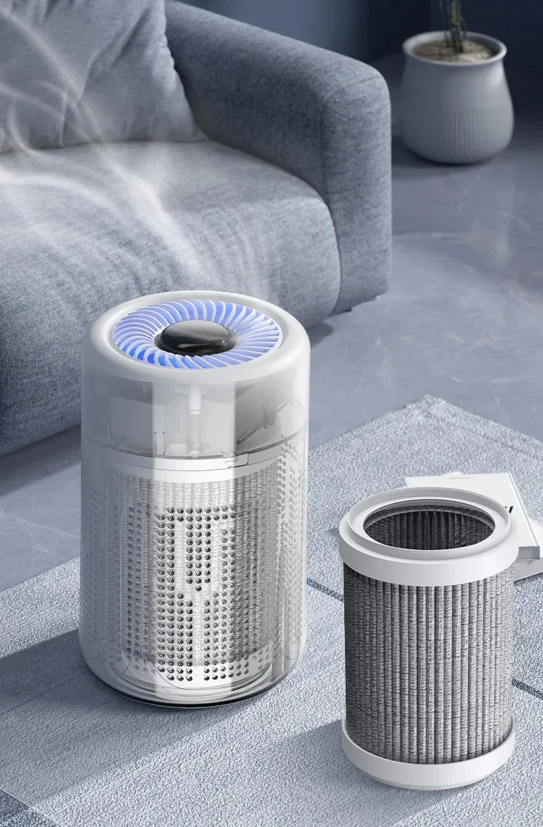 Mini Desktop Air Purifier Portable Air Cleaner HEPA Filter Freshener Odor Remover Compact Air Quality Improvement Devic