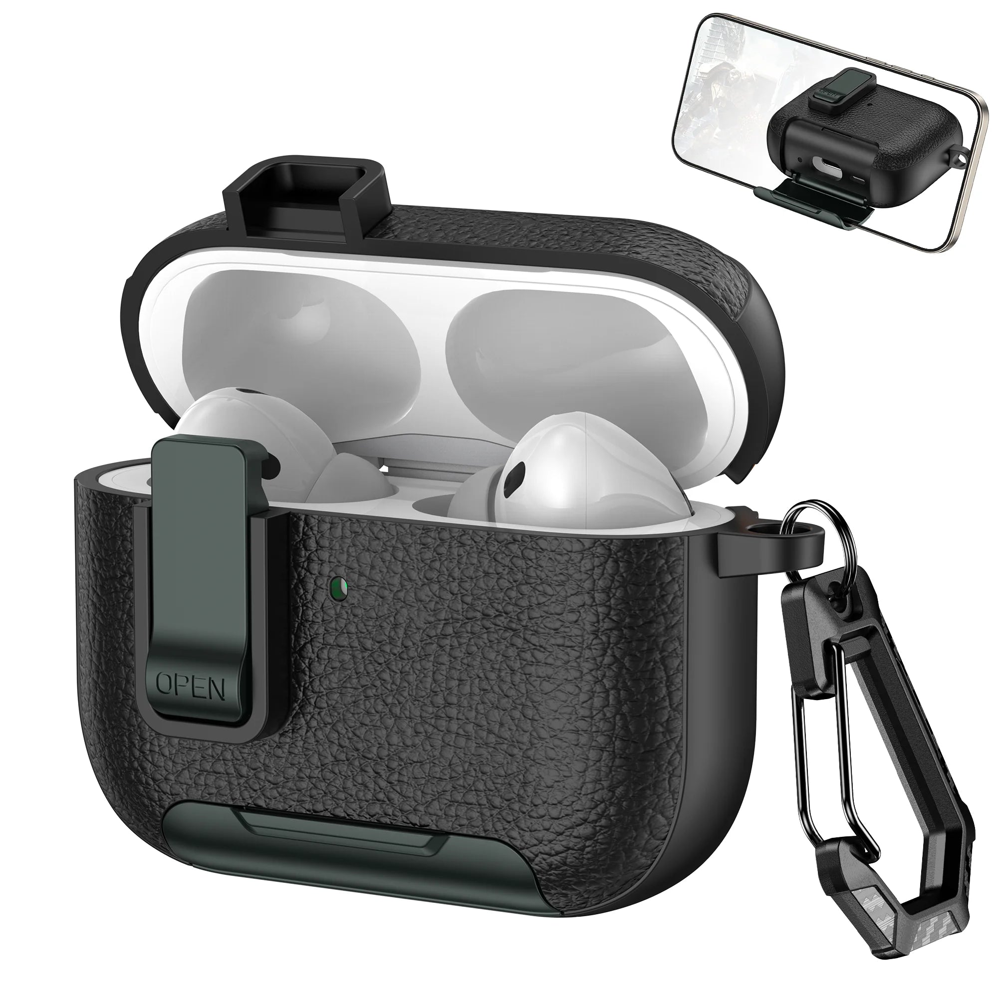 New Earphone Cover For AirPods Pro 3 3rd Generation Protective Case With Secure Lock Invisible Phone Stand Leather Texture Cover