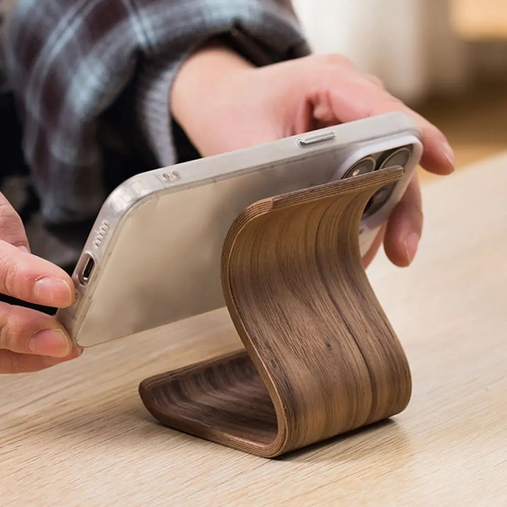 Creative Wood Mobile Phone Holder Portable Elegant Tablet Holder Crafts Durable Wooden Phone Bracket Tabletop Decoration