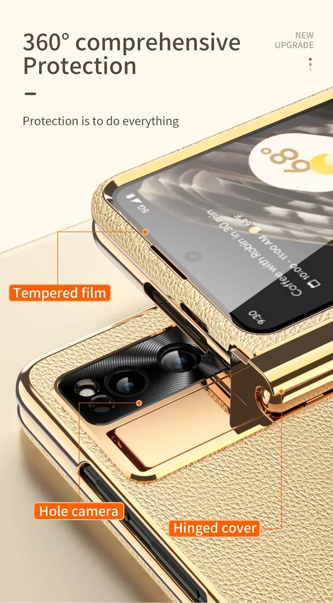 Phone case For Google Pixel Fold Plain Leather Plating Bracket Double Hinge with Pen Shell Film All-inclusive Protective Case