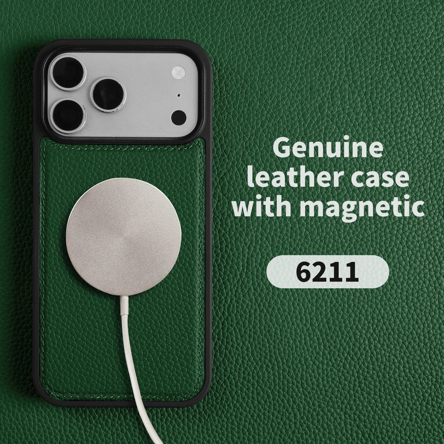 Magnetic Lychee Genuine Leather Case For iphone Air 17e 16e 11 12 13  14 15 16 17 Pro Max Phone Back Cover For Magsafe Case Capa