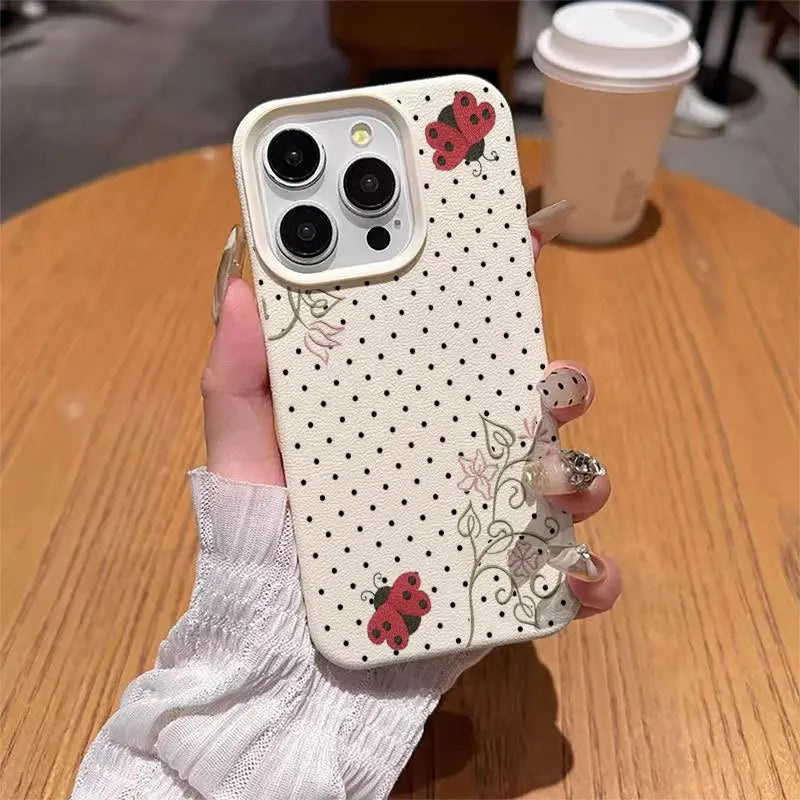 Polka Dot Flower Ladybug Pattern Phone Case for Samsung S26 S25 S24 S23 S22 S21 S20 Note20 Ultra Plus A73 A55 5G Silicone Cover