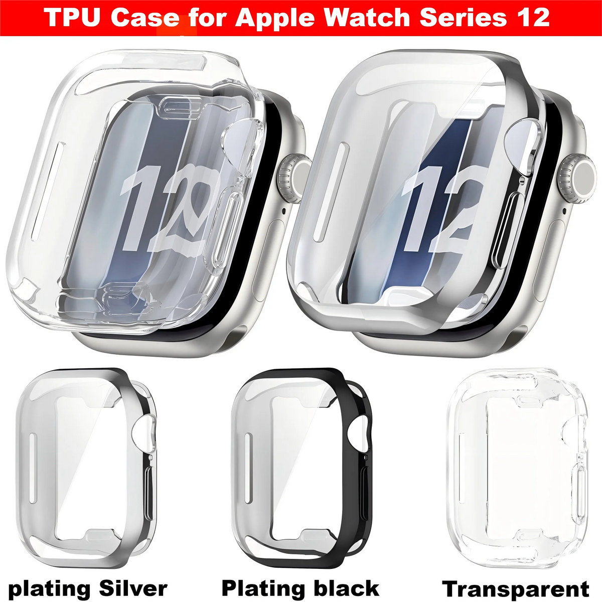 TPU case for Apple Watch Series 12 43mm watch case for Apple Watch Series 12 47mm case cover Watch Series12 Protective Case
