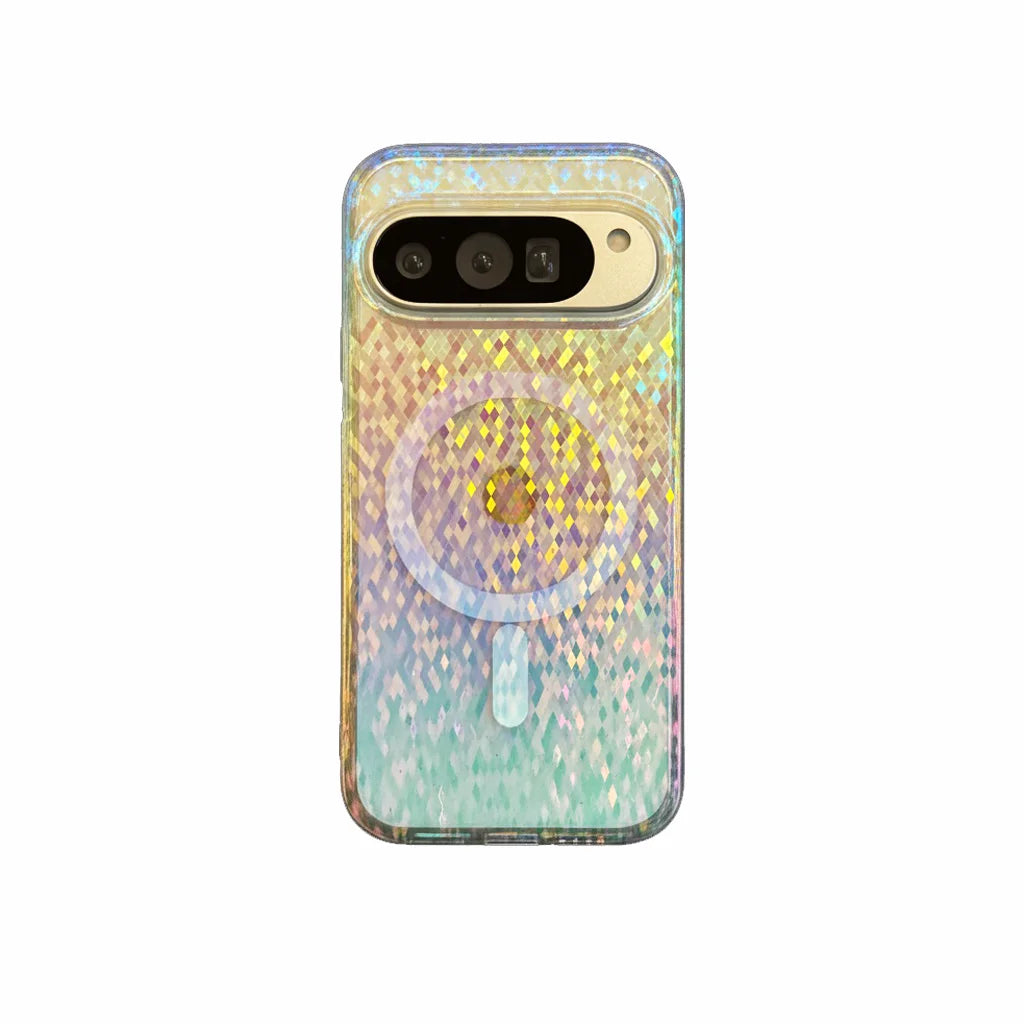 Lingge Rainbow Sparkle Pink Gradient, for Google Pixel 9 10 Pro XL10A 9A 10Pro Phone Case, Waterproof and Anti Yellowing Cover