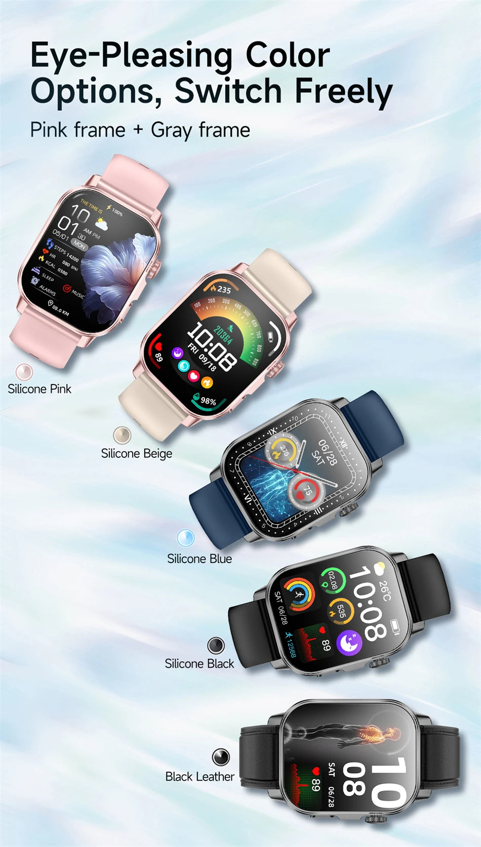 2026 New Model Uric Acid & Lipid Health Analysis Smart Watch Men ECG+PPG Bluetooth Call 2.01-inch Flashlight Smartwatch Women