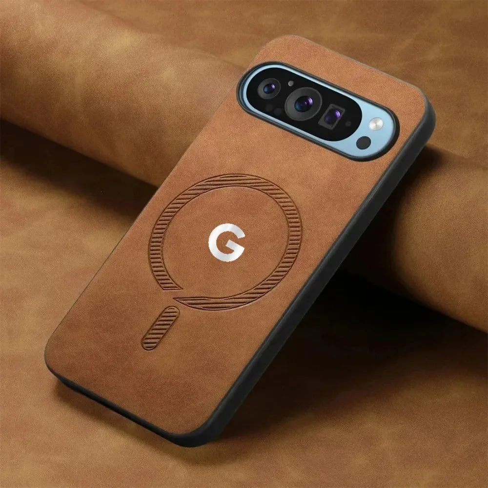 Fashion Skin-friendly Leather Slim Case For Google Pixel 10 9 Pro XL 8 7 9A 8A 7A Magnetic Charge Full-Pack Shockproof Cover