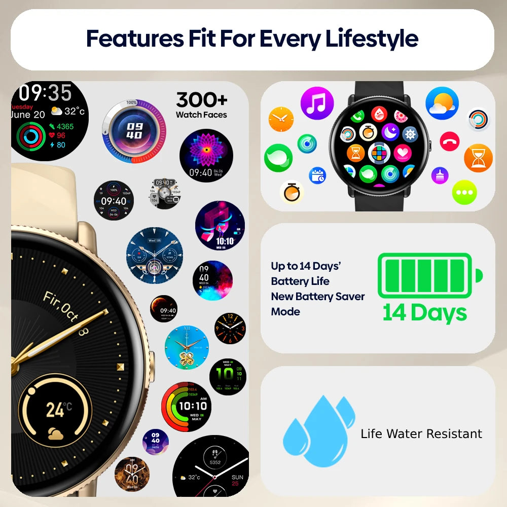 [World Premiere] Zeblaze GTR 3 Pro Fitness & Wellness Smart Watch AMOLED Display 316L Stainless Steel Smartwatch For Women