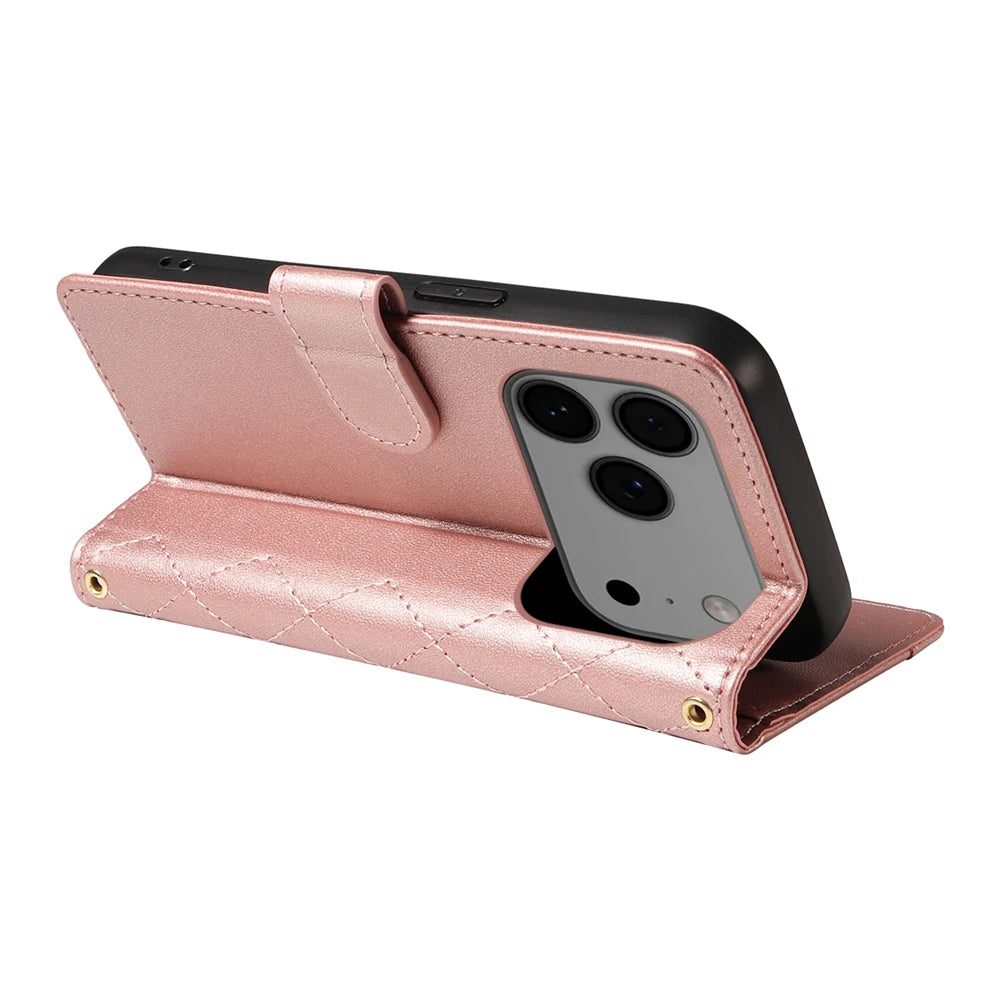 Lanyard Wallet Leather Magnetic Case For iPhone 17 17e 16e 16 15 14 13 12 11 Pro X XR XS Max 8 7 SE Plus Purse Phone Flip Cover