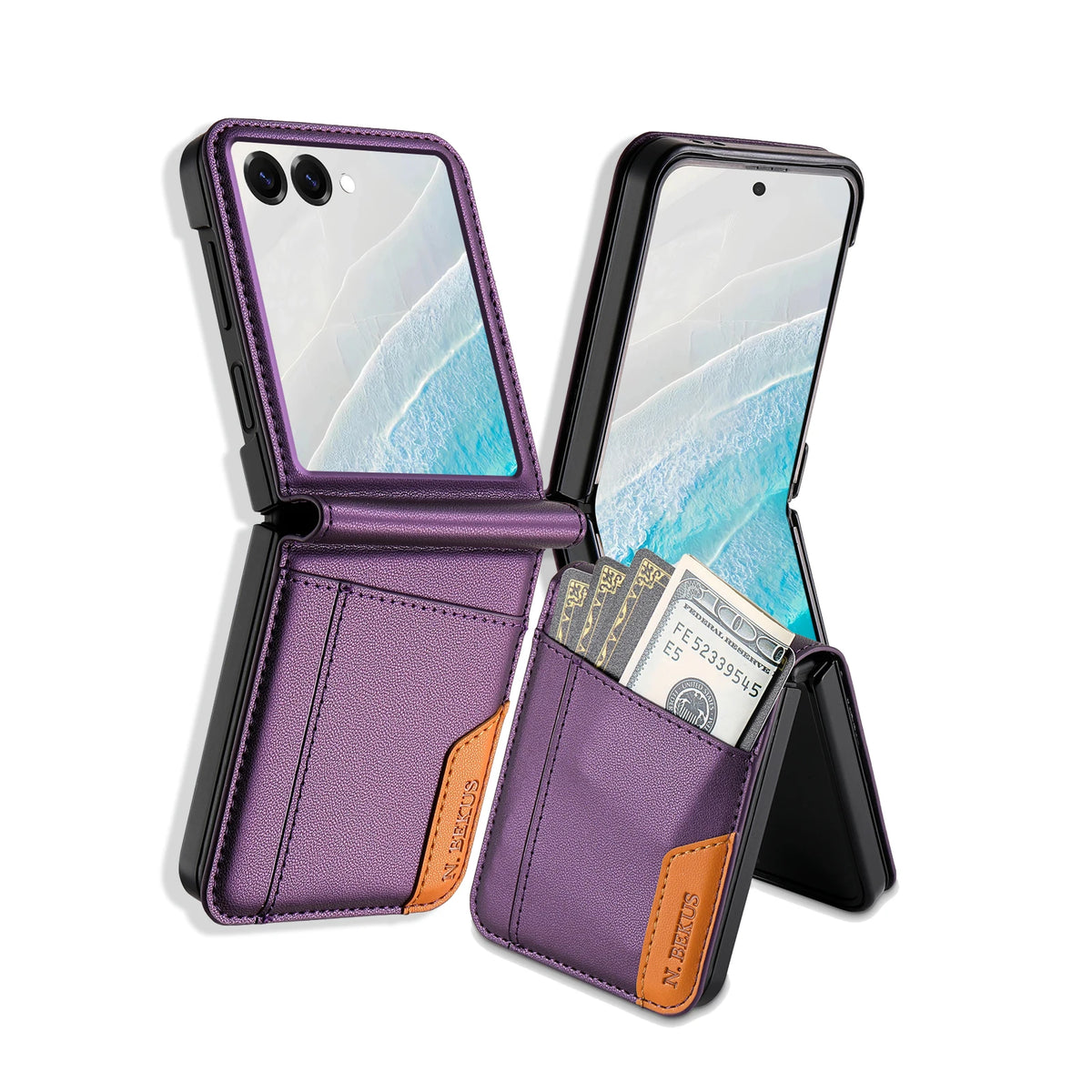 Flip Leather Phone Case For Samsung Galaxy Z Flip 8 7 FE 6 5 4 3 5G Flip7 Flip8 Wallet Card Holder Phone Bag Book Cover Etui