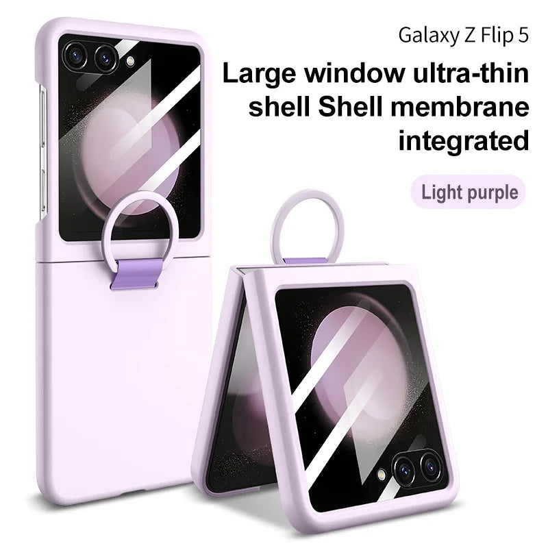 2025 Hot Skin Feel Glass Case for Samsung Galaxy Z Flip 7 FE 6 5 5G Fold business Fashion Cover Anti-knock Cases for Flip5 Flip6