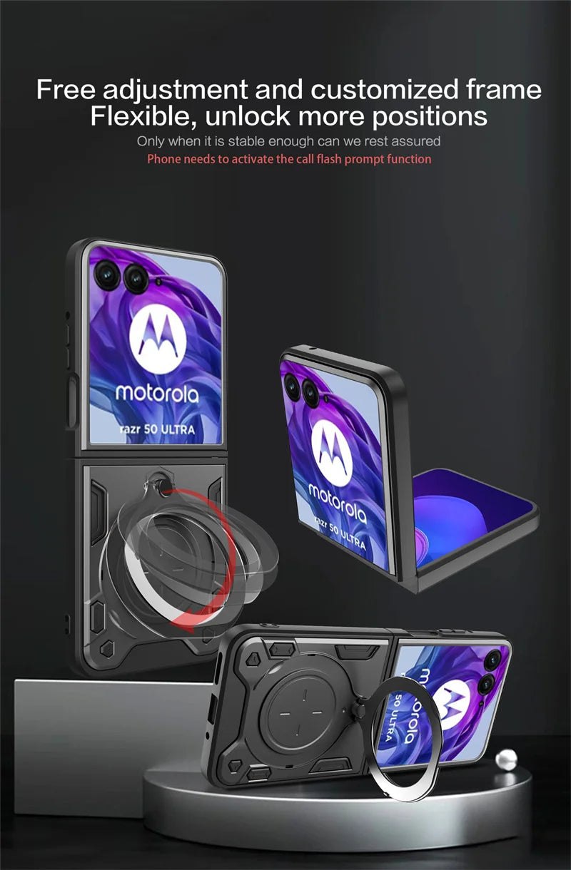 Heavy Duty Protective Magnetic Cover For Motorola Moto Razr 70 60 50 40 Ultra Razr+ 2026 2025 2024 Case With Ring Holder Stand