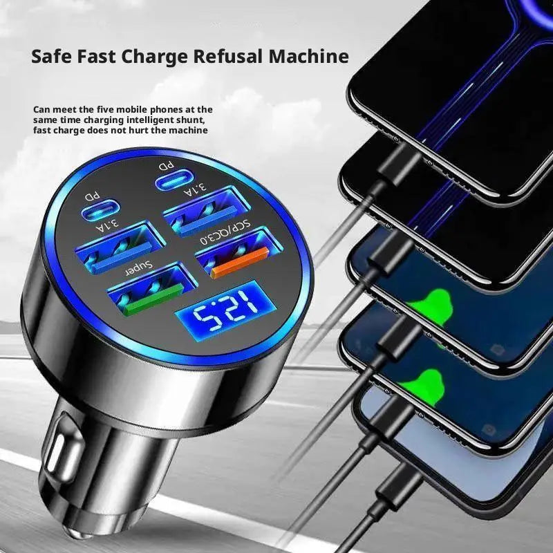 Fast Charging Car Phone Charger Adapter 4 Ports USB Car Charger Type C PD Quick Charge 3.0 Car Charger